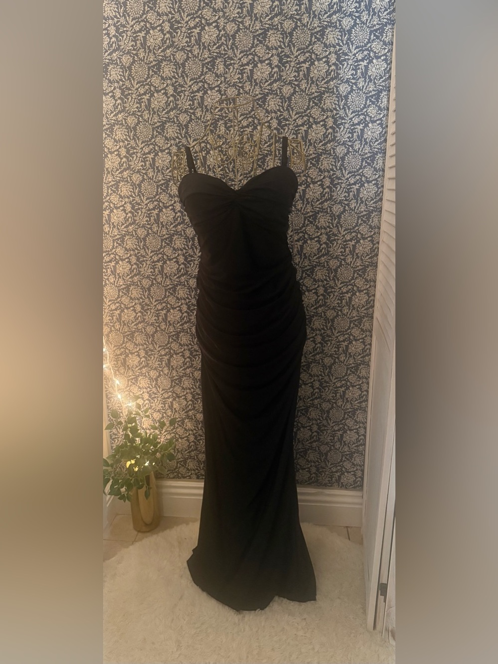 City Studios Black Ruched Formal Maxi Dress – XL, Altered for Petite Height